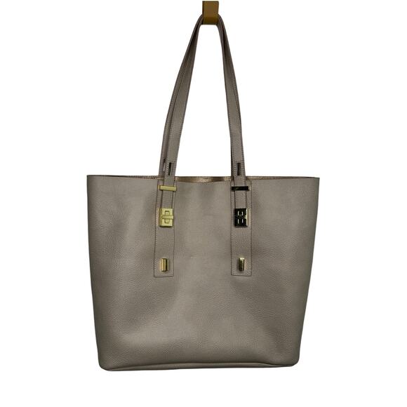 India Hicks Gray Pebble Leather Adjustable Length Strap Solitaire Tote Bag - Picture 16 of 16